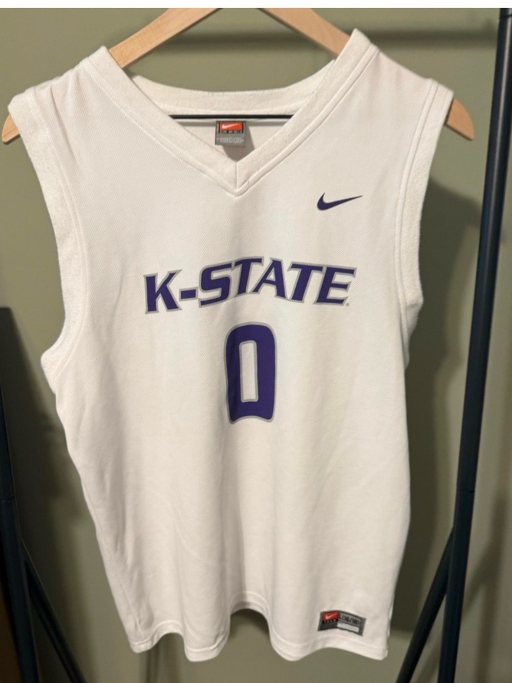 K-State White Nike Basketball Jersey | L